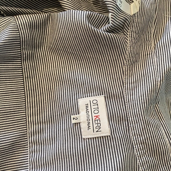 Otto Kern Grey and White Stripe Blouse Size 2 - Picture 7 of 10